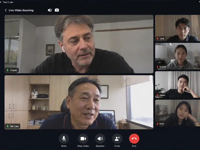 Live video conference for remote product sourcing