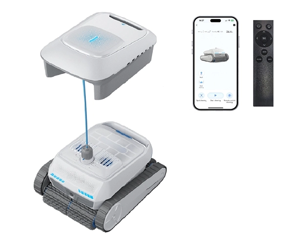 PC50 cordless robotic pool cleaner with independent water surface cleaning module