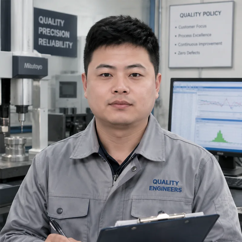 Quality engineer performing final inspection