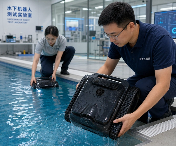 Cordless robotic pool cleaner sample for waterproofing and runtime review