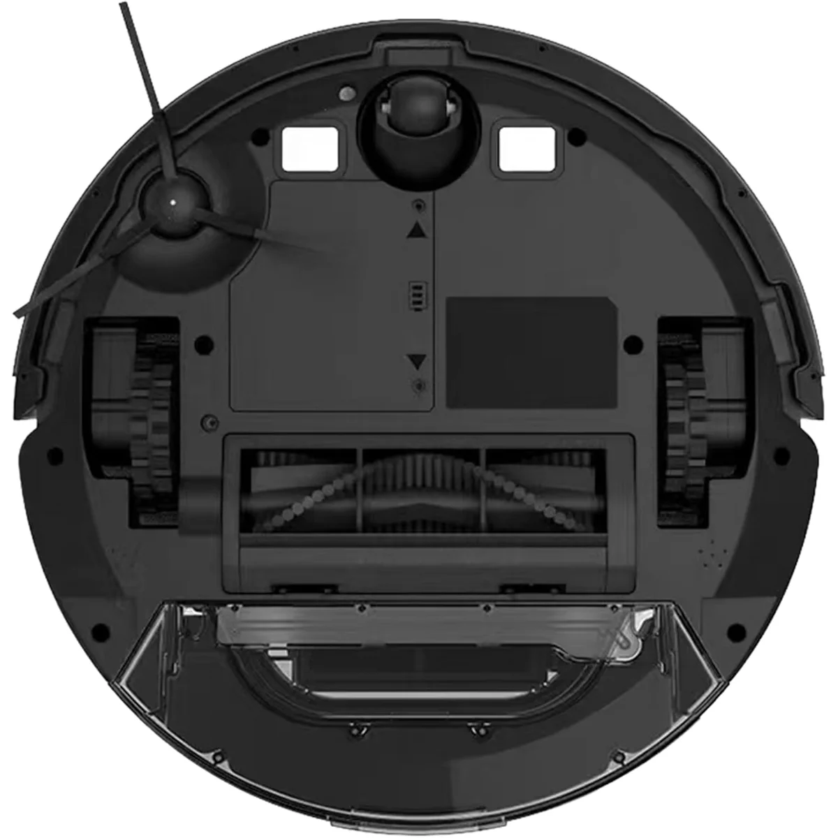 SDL40 robot vacuum underside with main brush, wheels, and side brushes