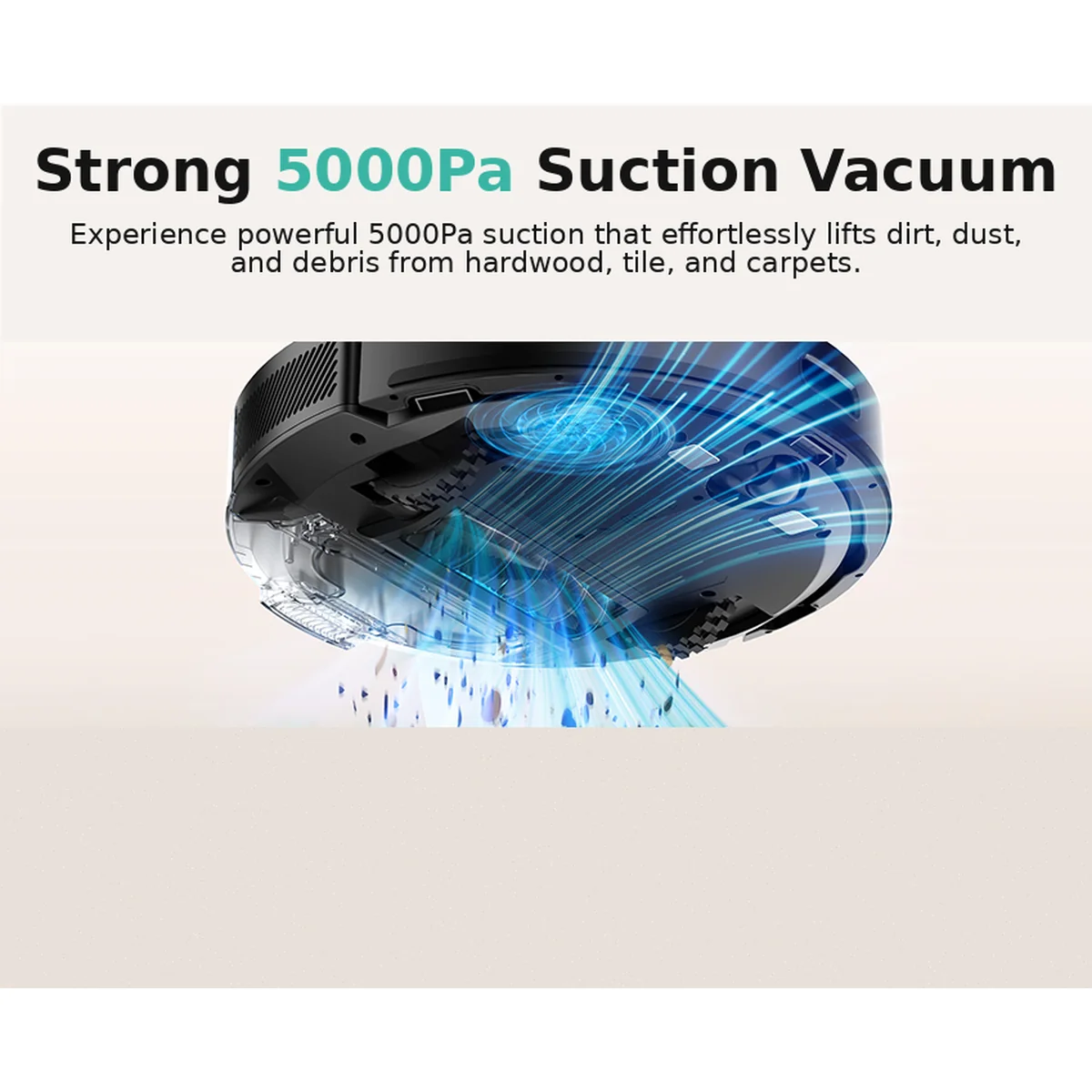 SDL40 robot vacuum underside with suction illustration