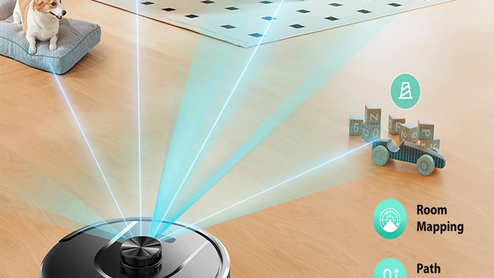 SDL40 LiDAR robot vacuum mapping a living room