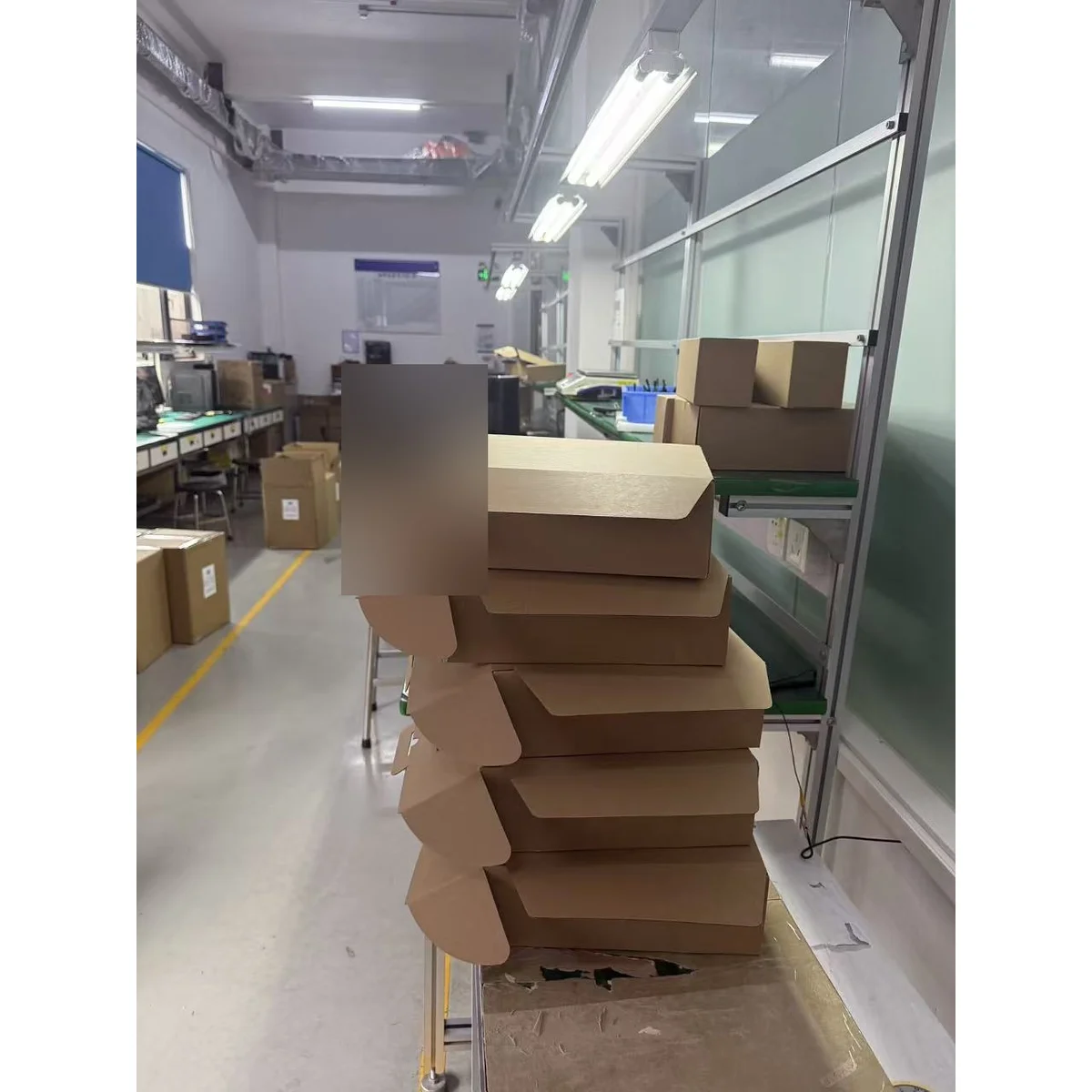 SW75 packing line with stacked accessory boxes